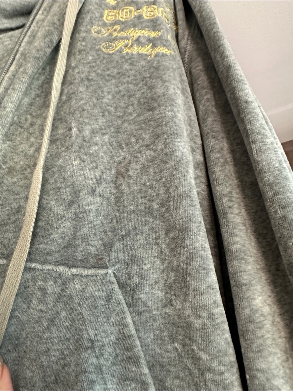 PINK Victoria's Secret Gray Zip-Up Hoodie and yoga pants with Yellow Script - Picture 12 of 13